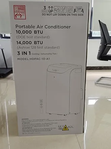 14,000 BTU Portable Air Conditioner Cools Up to 700 Sq.Ft, 3-IN-1 Quiet Portable AC Unit with Remote Control & Installation Kits for Large Room, Campervan, Office, Temporary Space