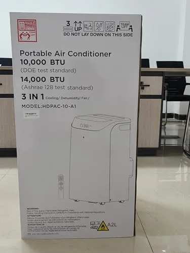 14,000 BTU Portable Air Conditioner Cools Up to 700 Sq.Ft, 3-IN-1 Quiet Portable AC Unit with Remote Control & Installation Kits for Large Room, Campervan, Office, Temporary Space