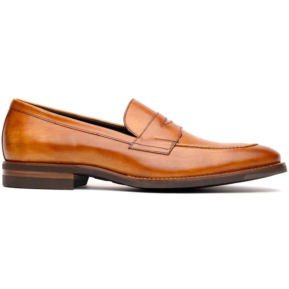 15-400-CML ROMA Hand Burnished Calfskin Penny Loafer Camel