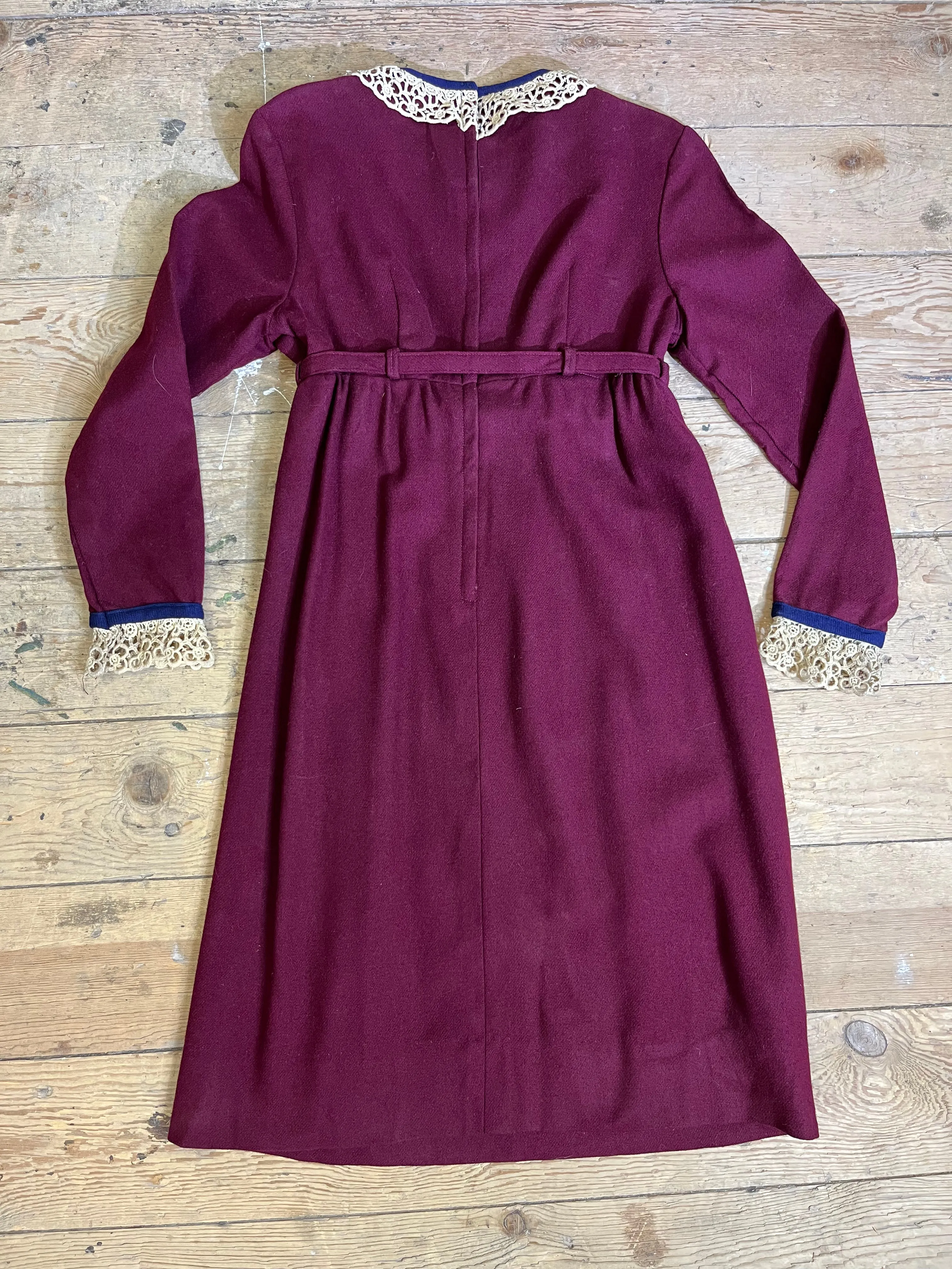 1940s-1950s Maroon and Lace Prairie Dress