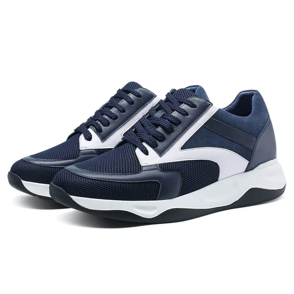 8CM / 3.15 Inches CMR CHAMARIPA Men's Raised Shoes: Elevate Your Height in Style with Breathable Blue Sneakers