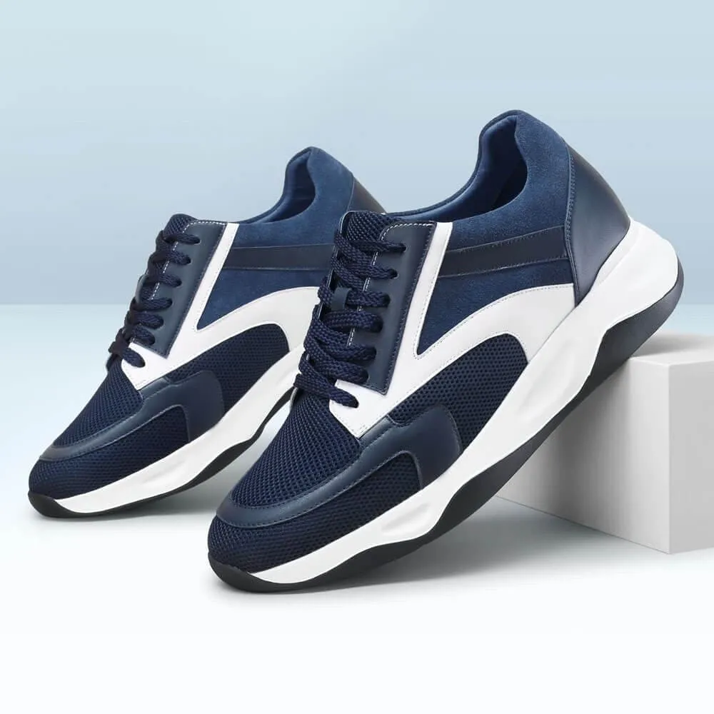 8CM / 3.15 Inches CMR CHAMARIPA Men's Raised Shoes: Elevate Your Height in Style with Breathable Blue Sneakers