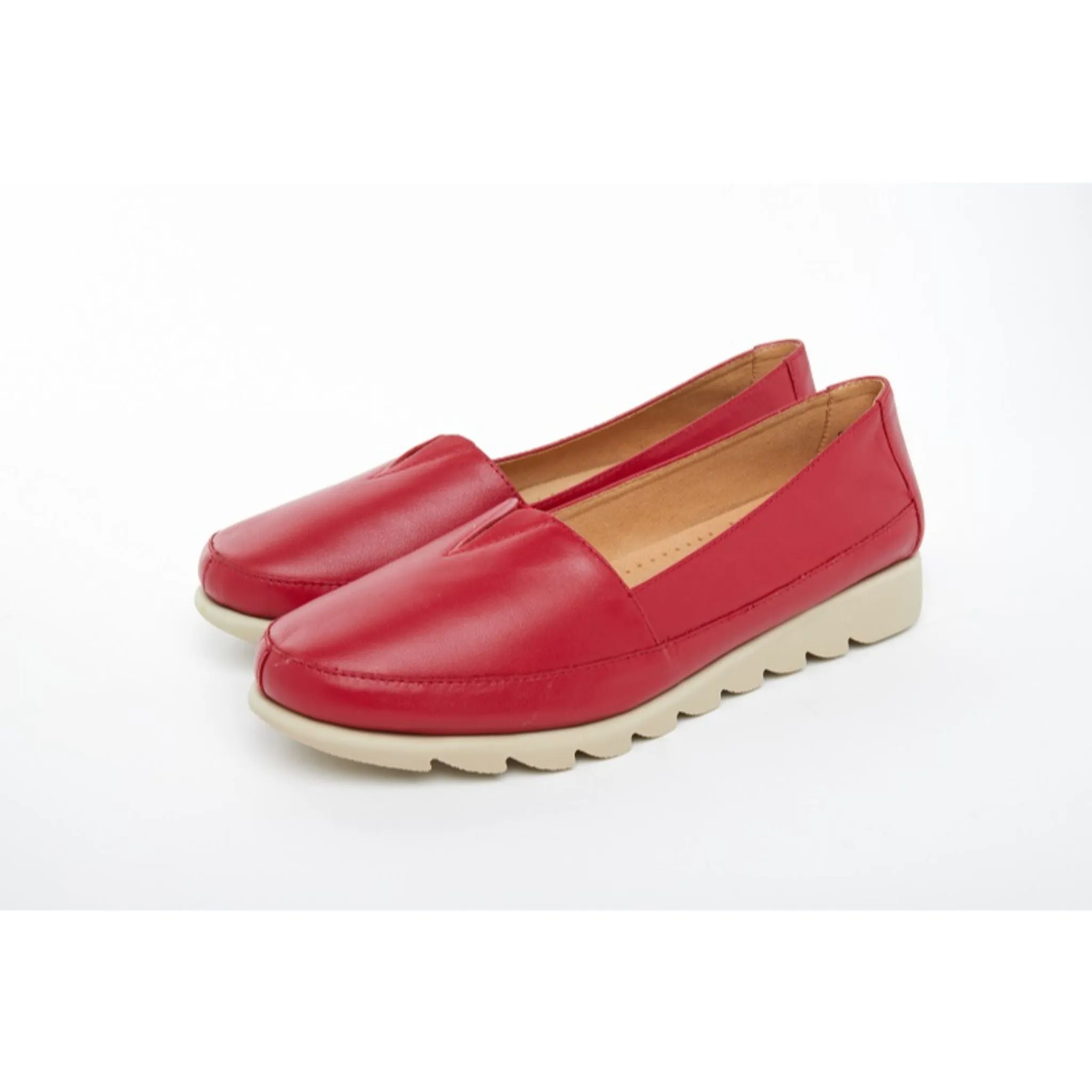 Barani Leather Pumps Ballet Flats 8938-71 Red