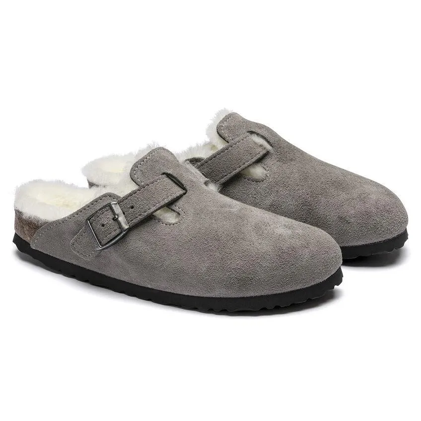 Birkenstock Women's Boston Shearling Stone Coin Suede