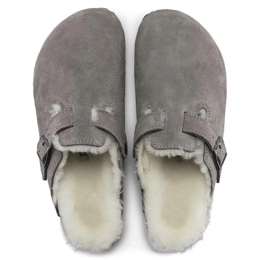 Birkenstock Women's Boston Shearling Stone Coin Suede