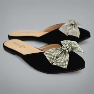 Black Fancy Mules for women