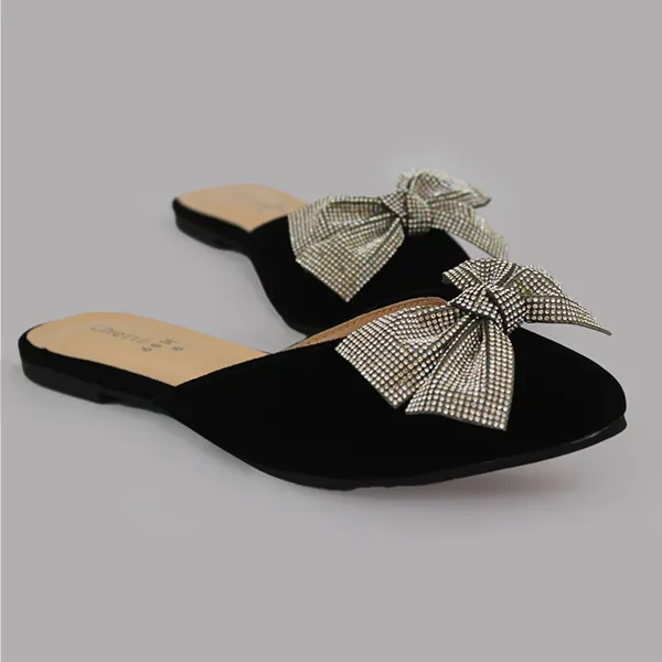 Black Fancy Mules for women