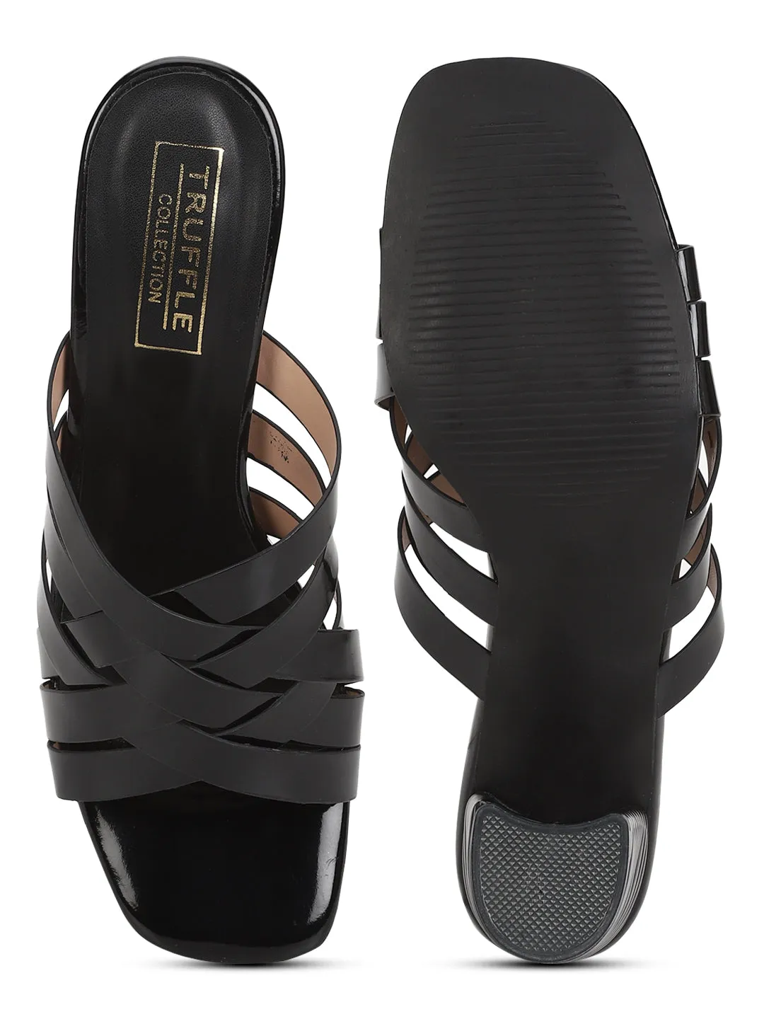 Black Patent Block Mules (TC-SLC-V-454-BLK)