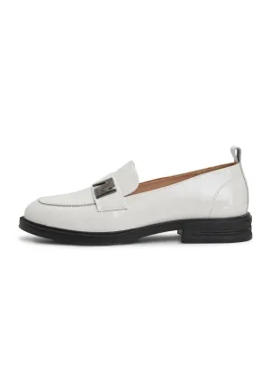 Block Heels Loafers - White