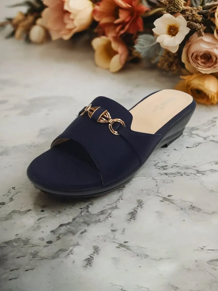 Blue Heel Slippers for women