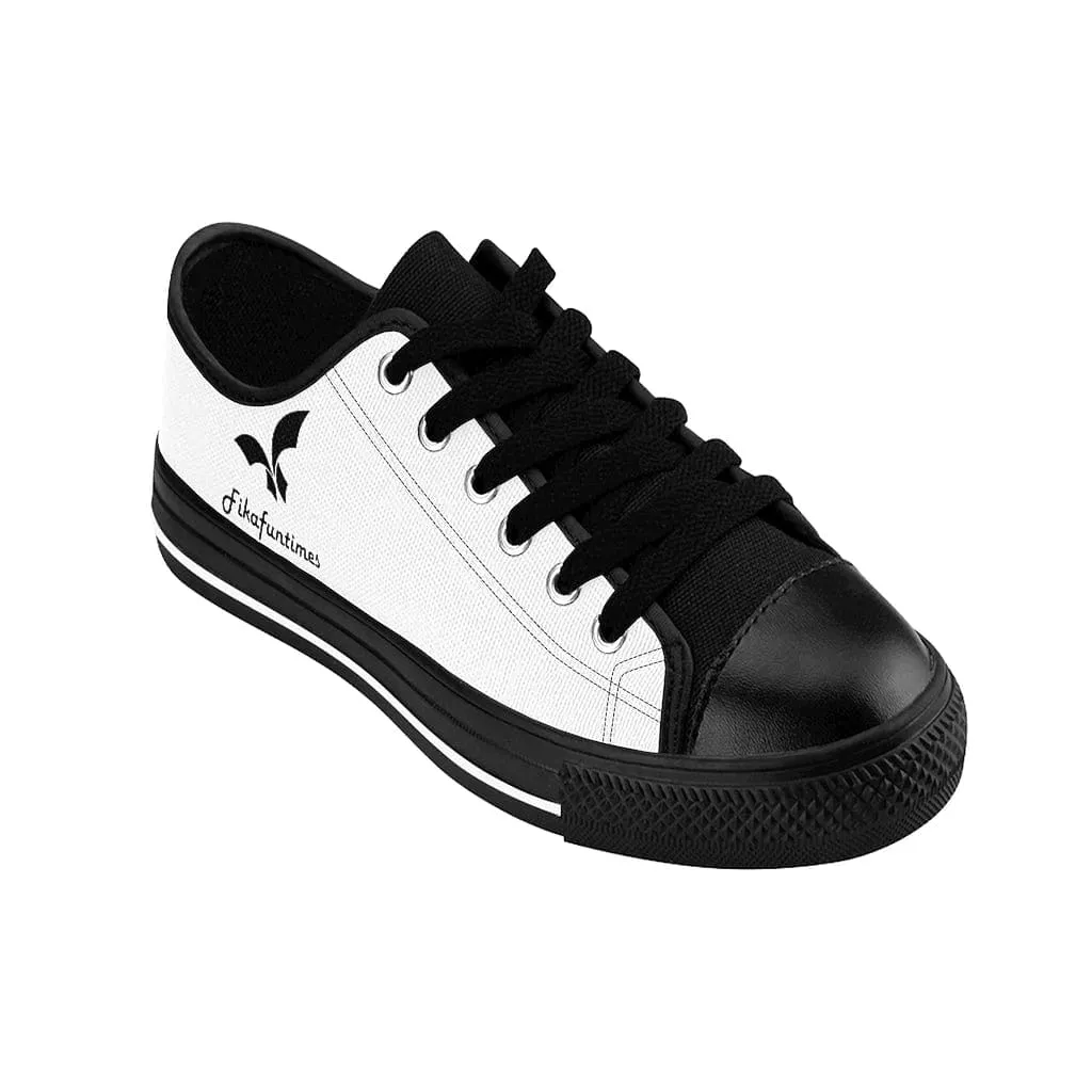 Breathable Lace-Up White & Black Canvas Fikafuntimes Skate Shoes