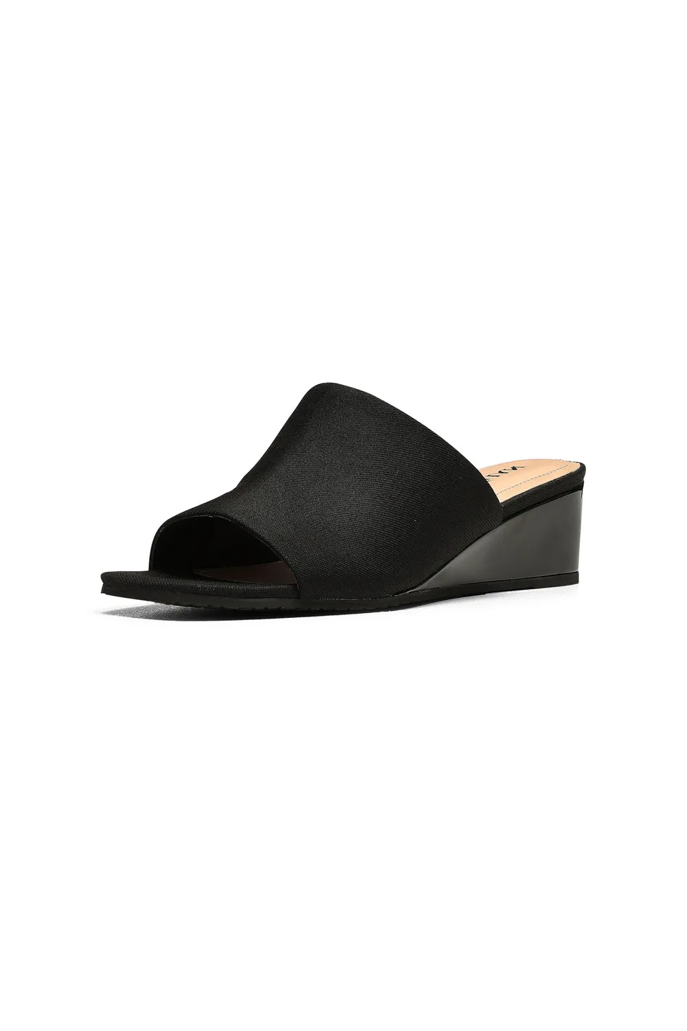 Claudine Wedge Mule Sandals - Black