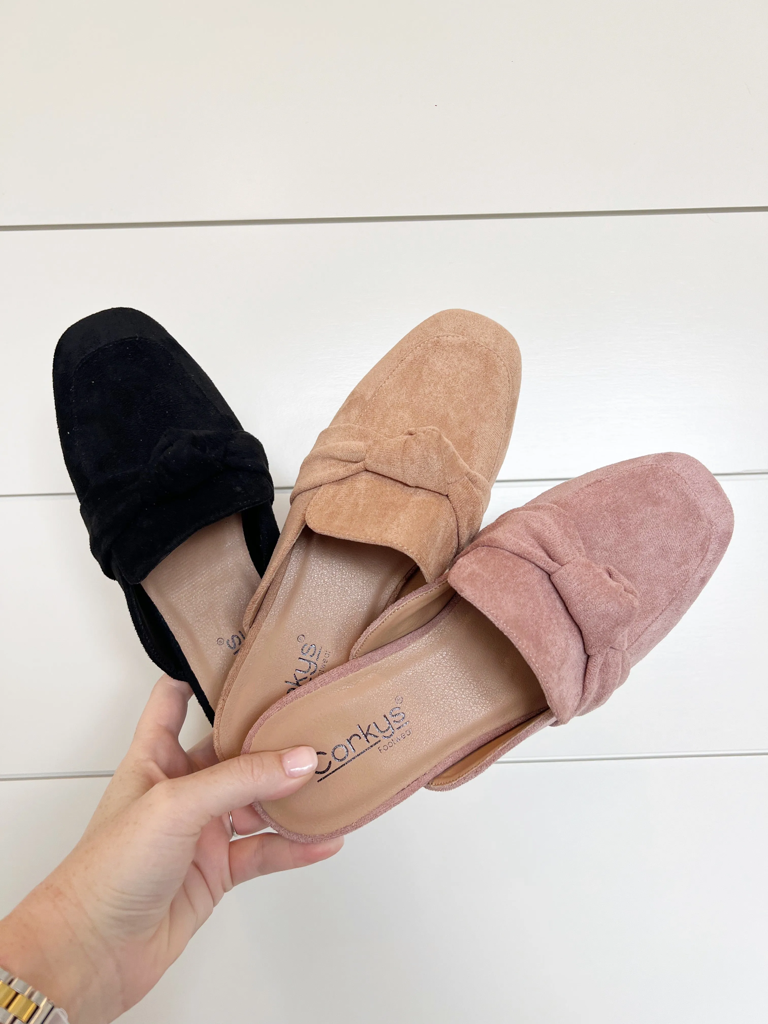 Clingy Slip-On Shoe by Corky’s - Blush Faux Suede