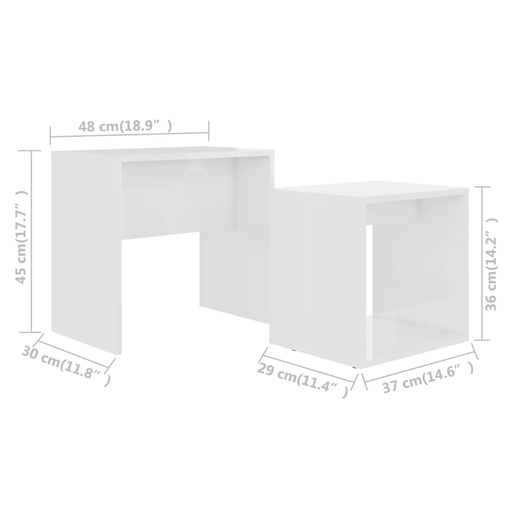 Coffee Table Set High Gloss White 48x30x45 cm Chipboard