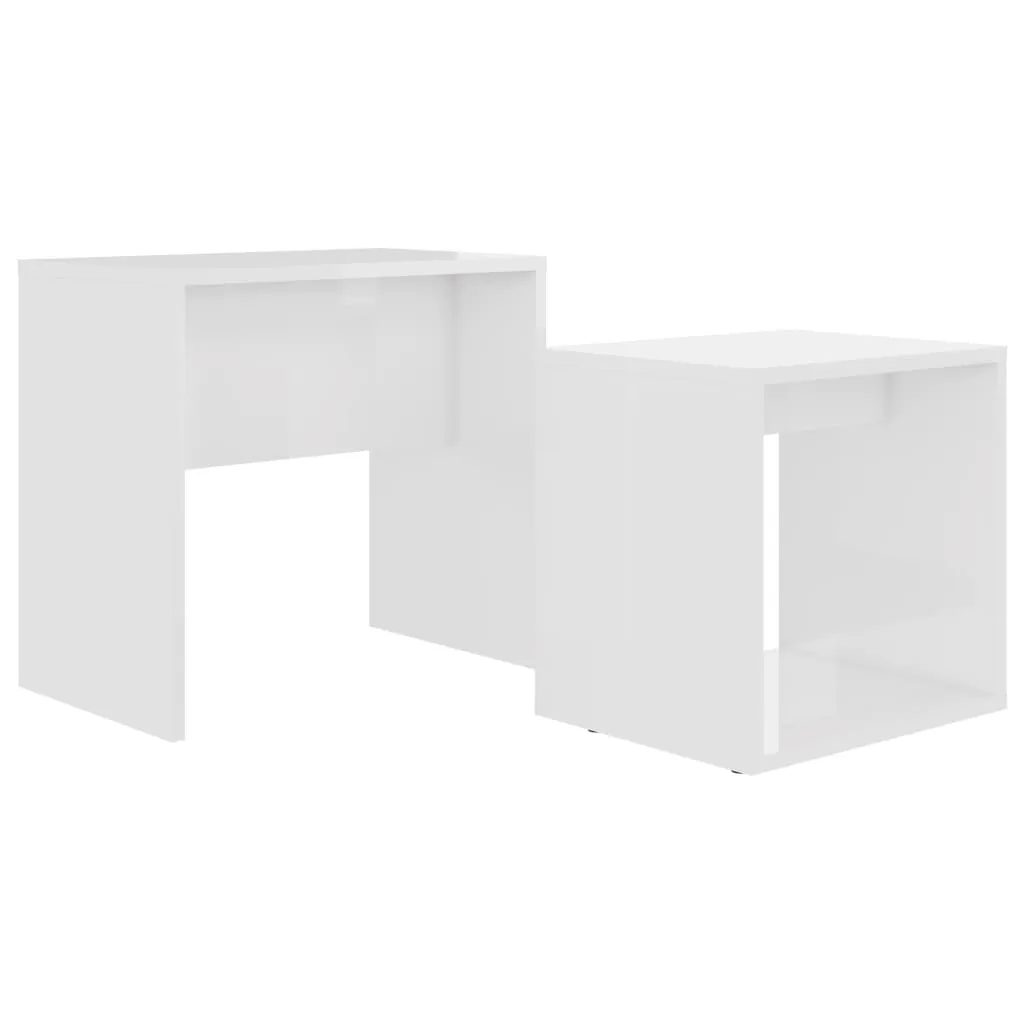 Coffee Table Set High Gloss White 48x30x45 cm Chipboard