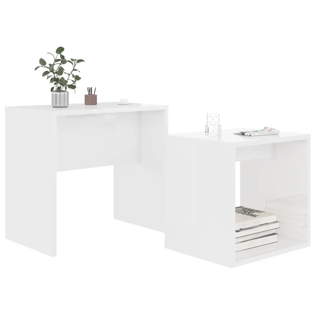 Coffee Table Set High Gloss White 48x30x45 cm Chipboard