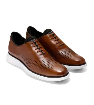 Cole Haan Men's 2.ZERØGRAND Lined Laser Wingtip Oxford - British Tan/Ivory