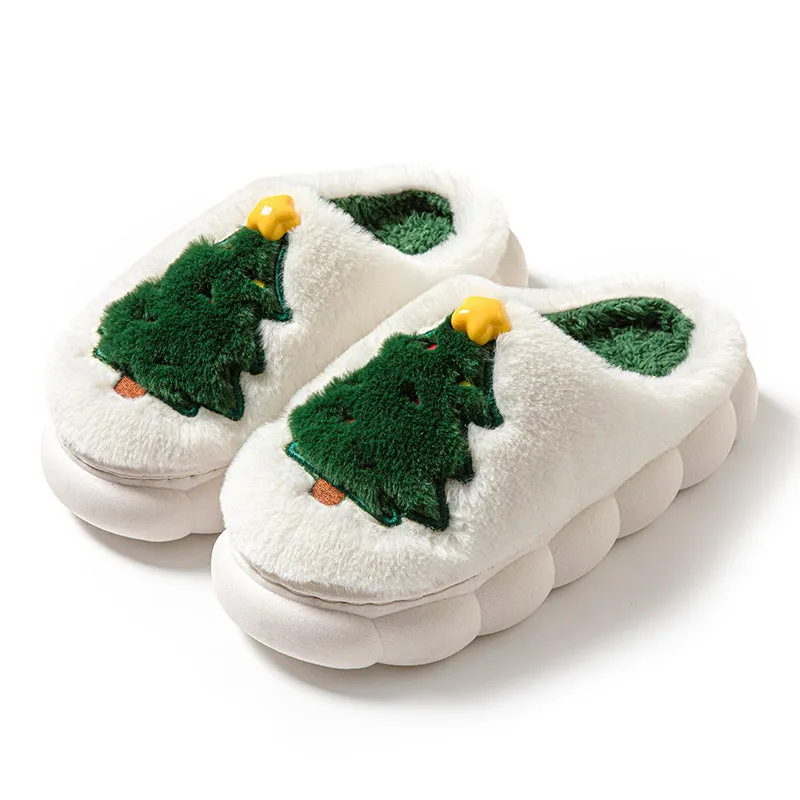 Cozy Christmas Tree Slippers Cotton Slippers Cartoon Cute Warm Cotton Shoes With Thick Soles Comfortable Indoor cotton slippers Cozy Footwear Warm Slippers lioness-love