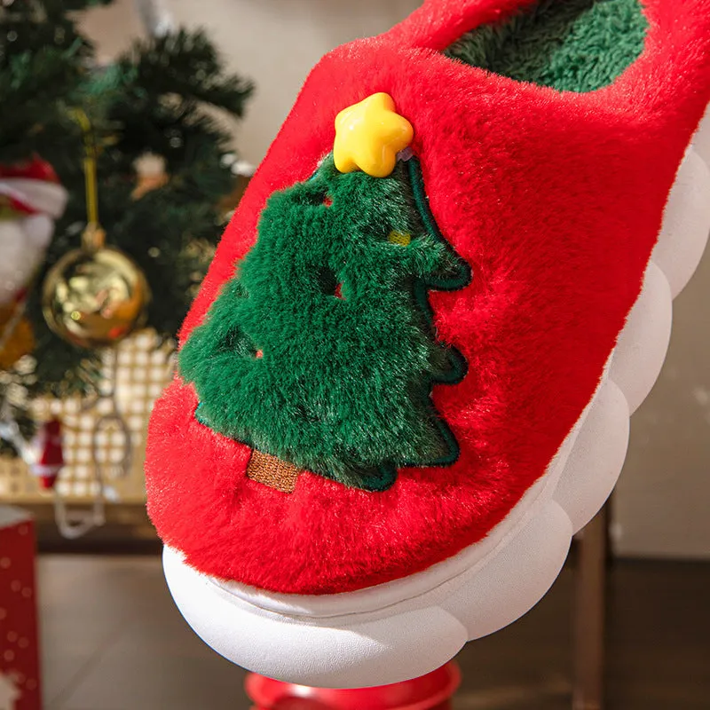 Cozy Christmas Tree Slippers Cotton Slippers Cartoon Cute Warm Cotton Shoes With Thick Soles Comfortable Indoor cotton slippers Cozy Footwear Warm Slippers lioness-love