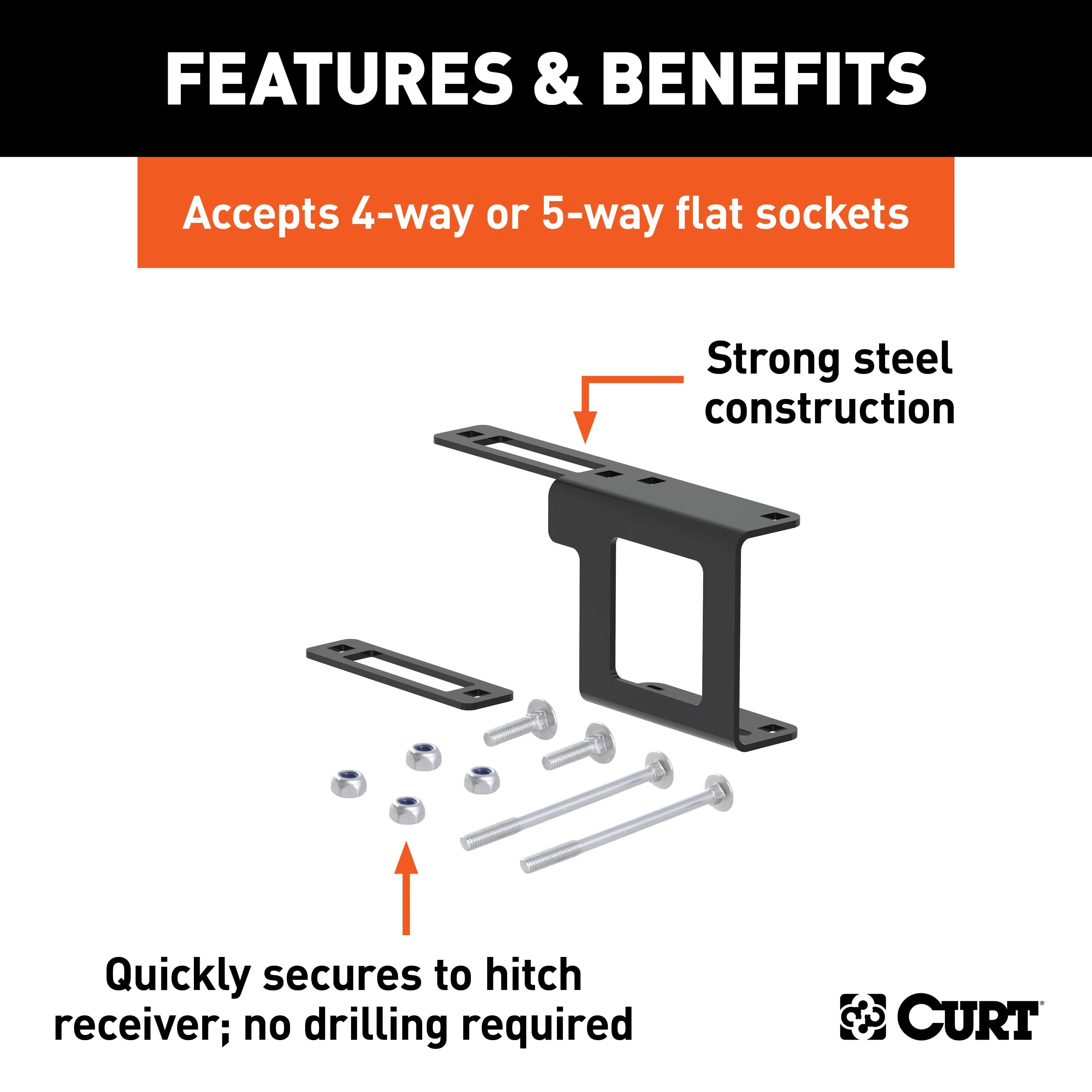 CURT 58002010 Easy-Mount Wiring Brackets for 4 or 5-Way Flat (1-1/4in. Receiver; 10-Pack)