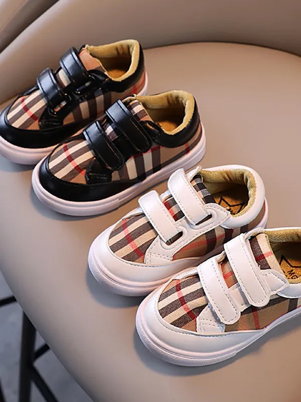 Designer Inspired Plaid Velcro Sneakers by Liv and Mia