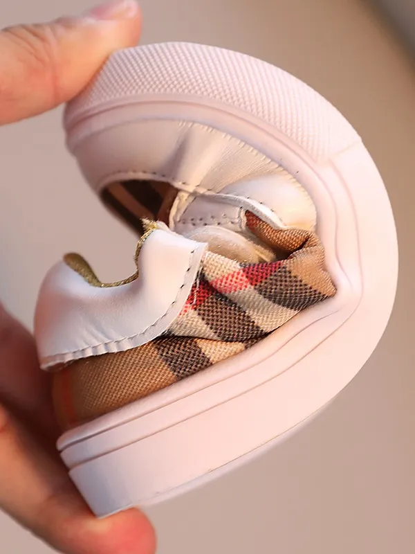 Designer Inspired Plaid Velcro Sneakers by Liv and Mia