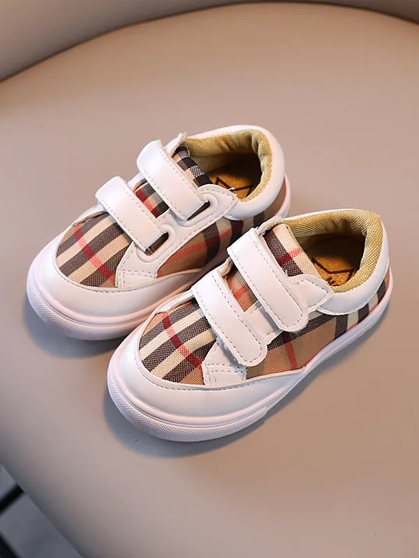 Designer Inspired Plaid Velcro Sneakers by Liv and Mia