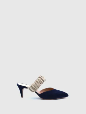 Elasticated Mules G01L2 Suede Blue