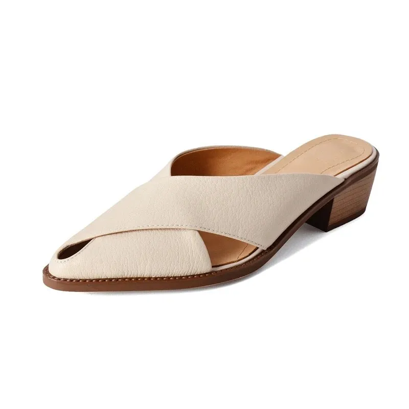 Elegant Women's Genuine Leather Mules