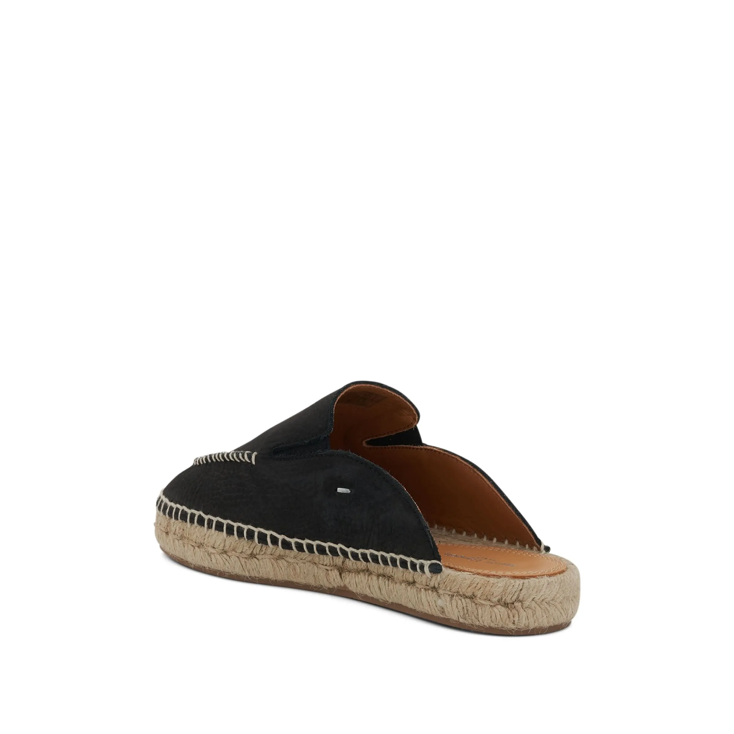 Embroidered Espadrille Mules in Black