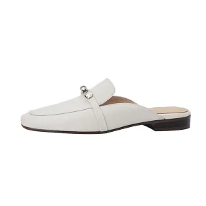 Erin Beige Flat Mules Womens