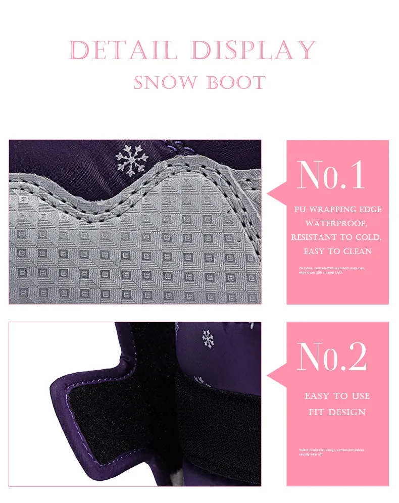 Fashionable Water-proof Girls' Square Toe Snow Boots