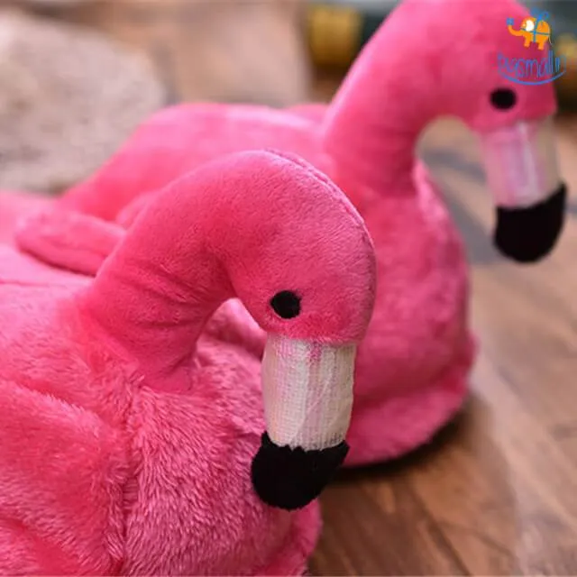 Flamingo Plush Slippers (UK Size 4 - 8)