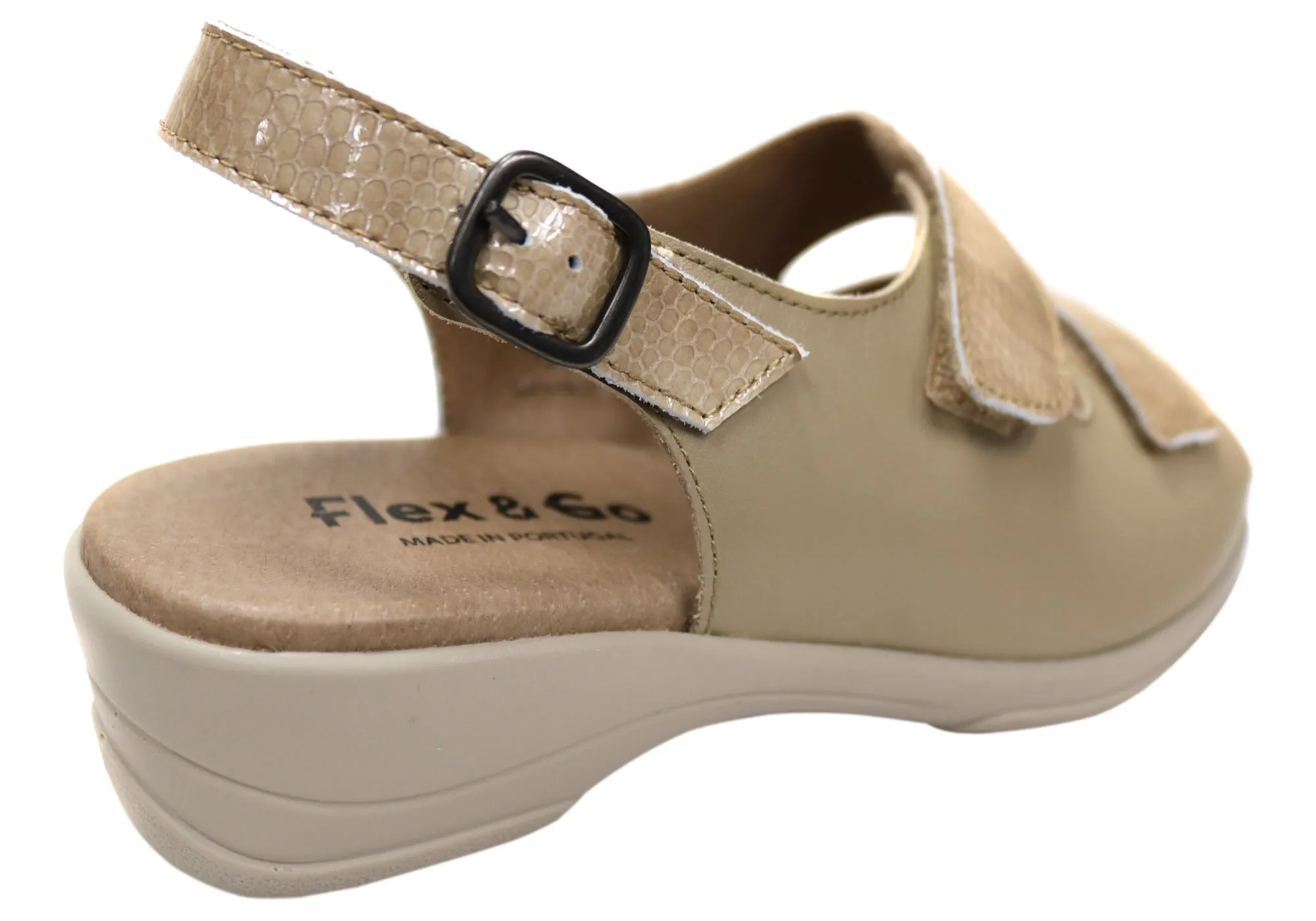 Flex & Go Mary Womens Comfortable Leather Sandals Made In Portugal