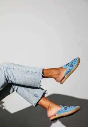 Floral Mules Baby Blue