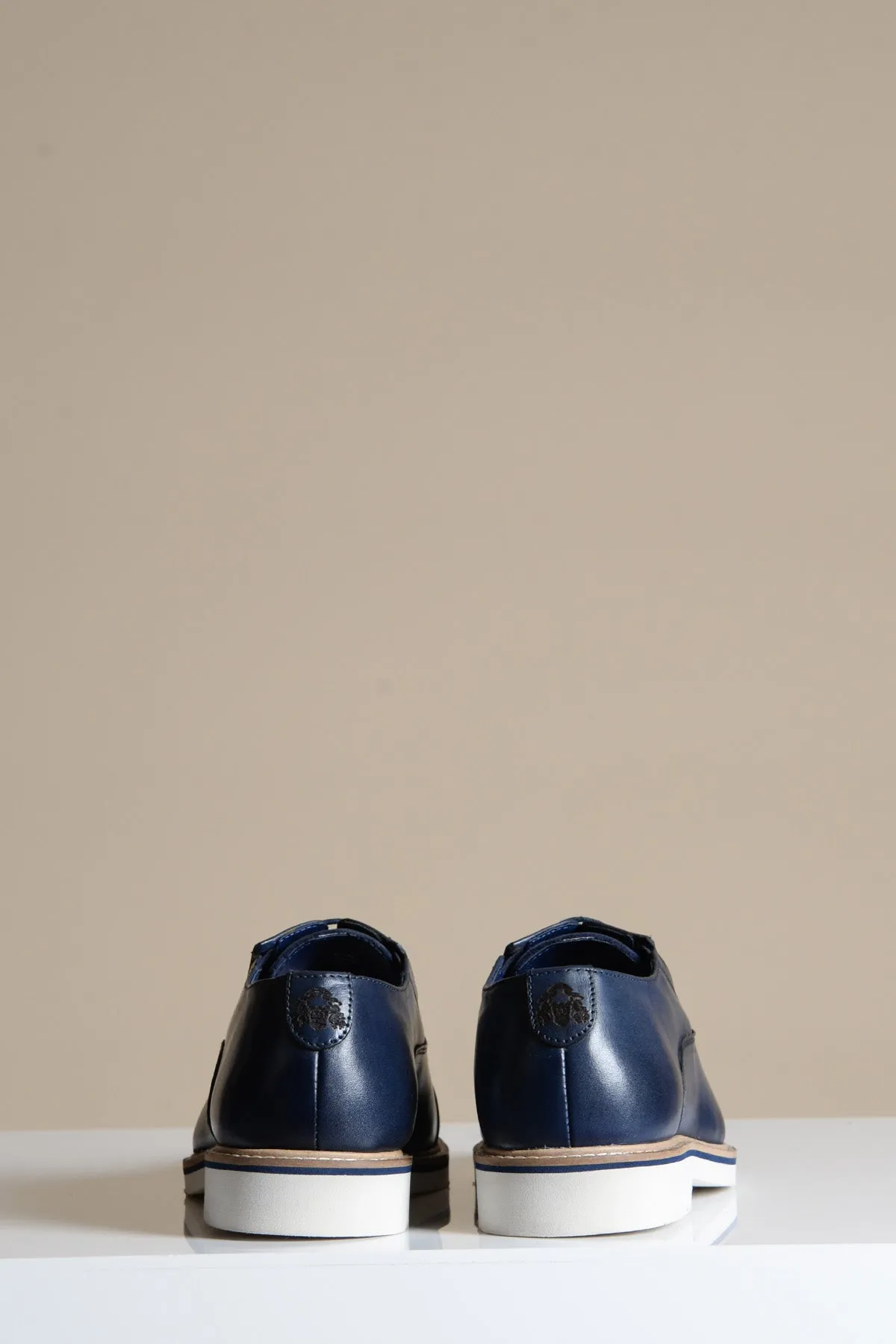 GAVIN - Navy Blue Leather Cap Toe Oxford Shoe