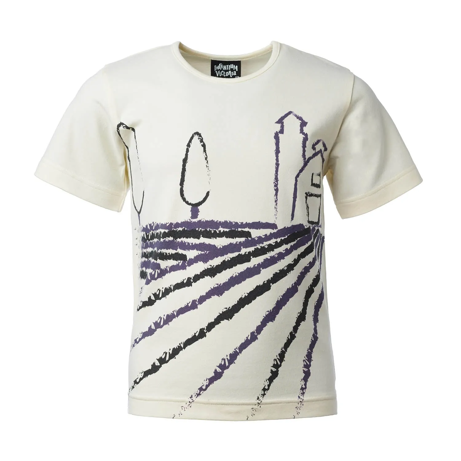 Gebroken wit T-shirt met korte mouwen en Toscaanse print 