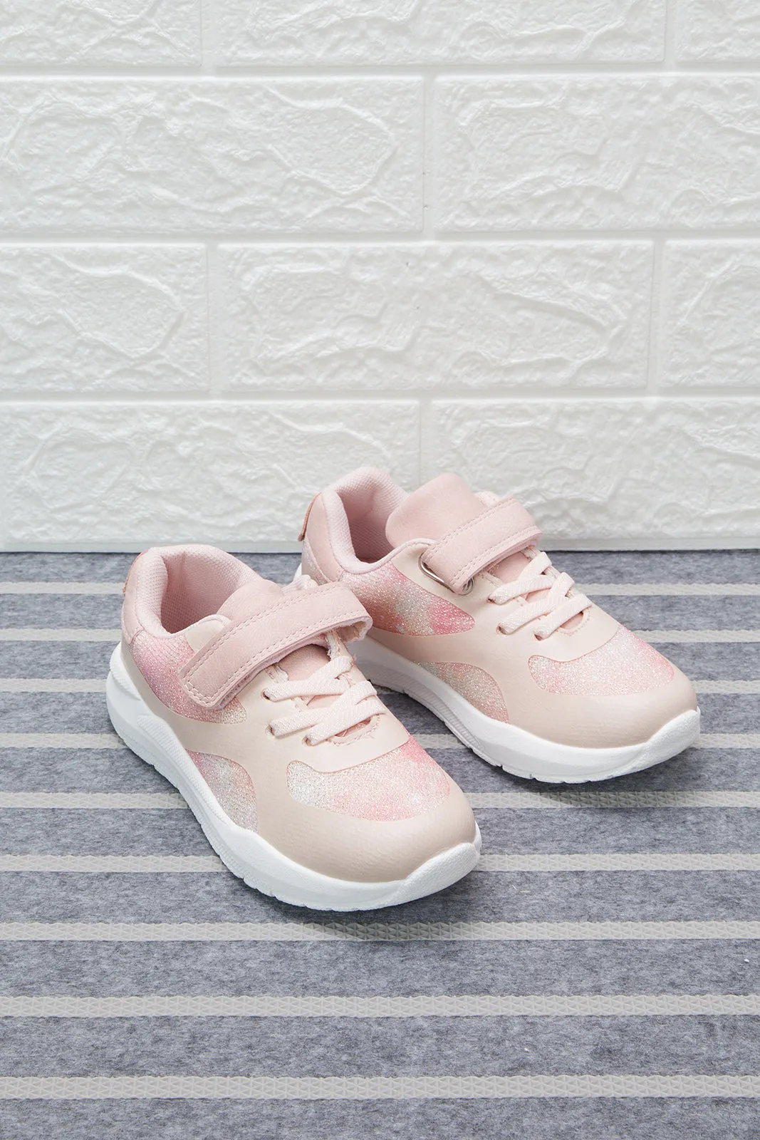 Girls Pink Velcro Trainer