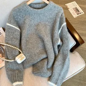 Gray Round-collar Sweater