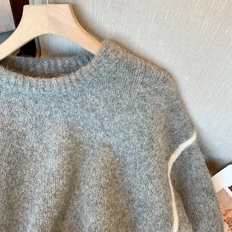 Gray Round-collar Sweater