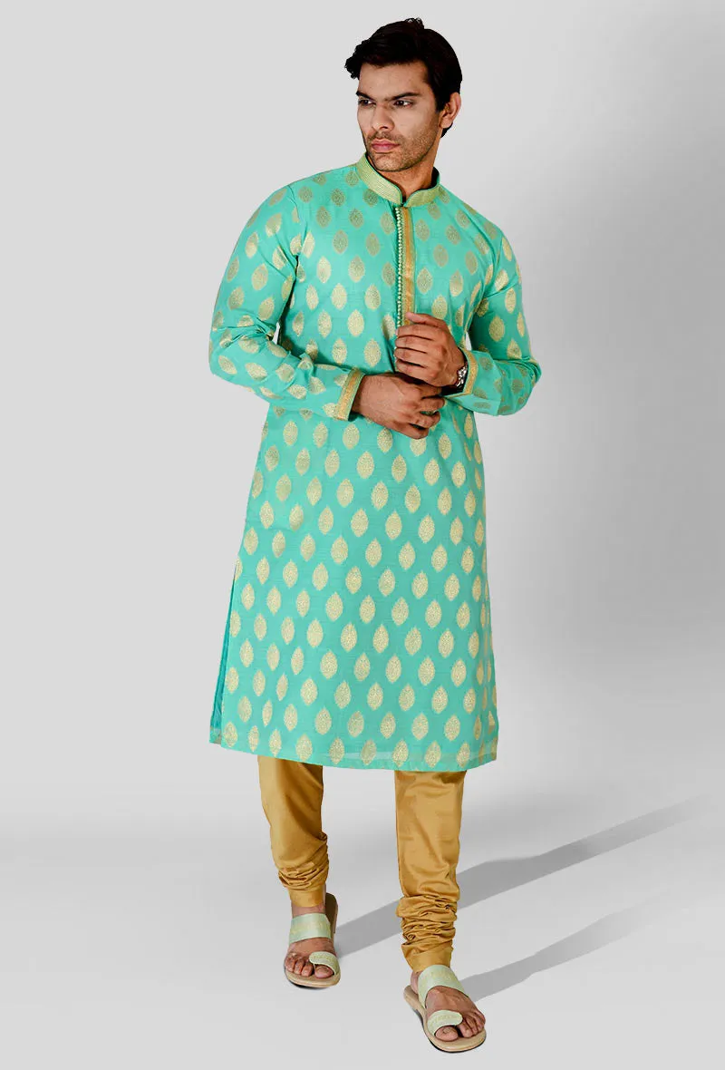 Green & Golden Kurta Set | Azania