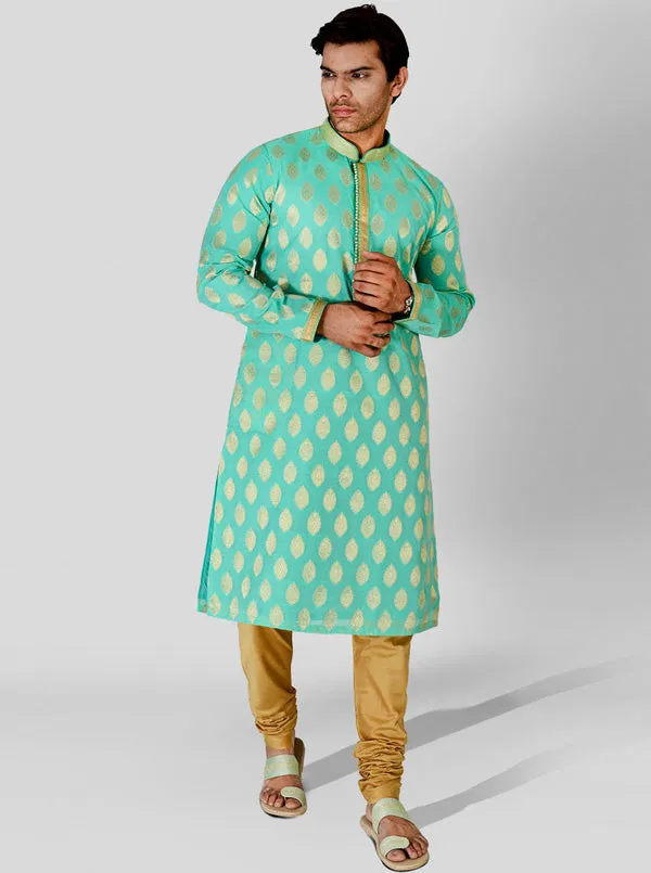 Green & Golden Kurta Set | Azania