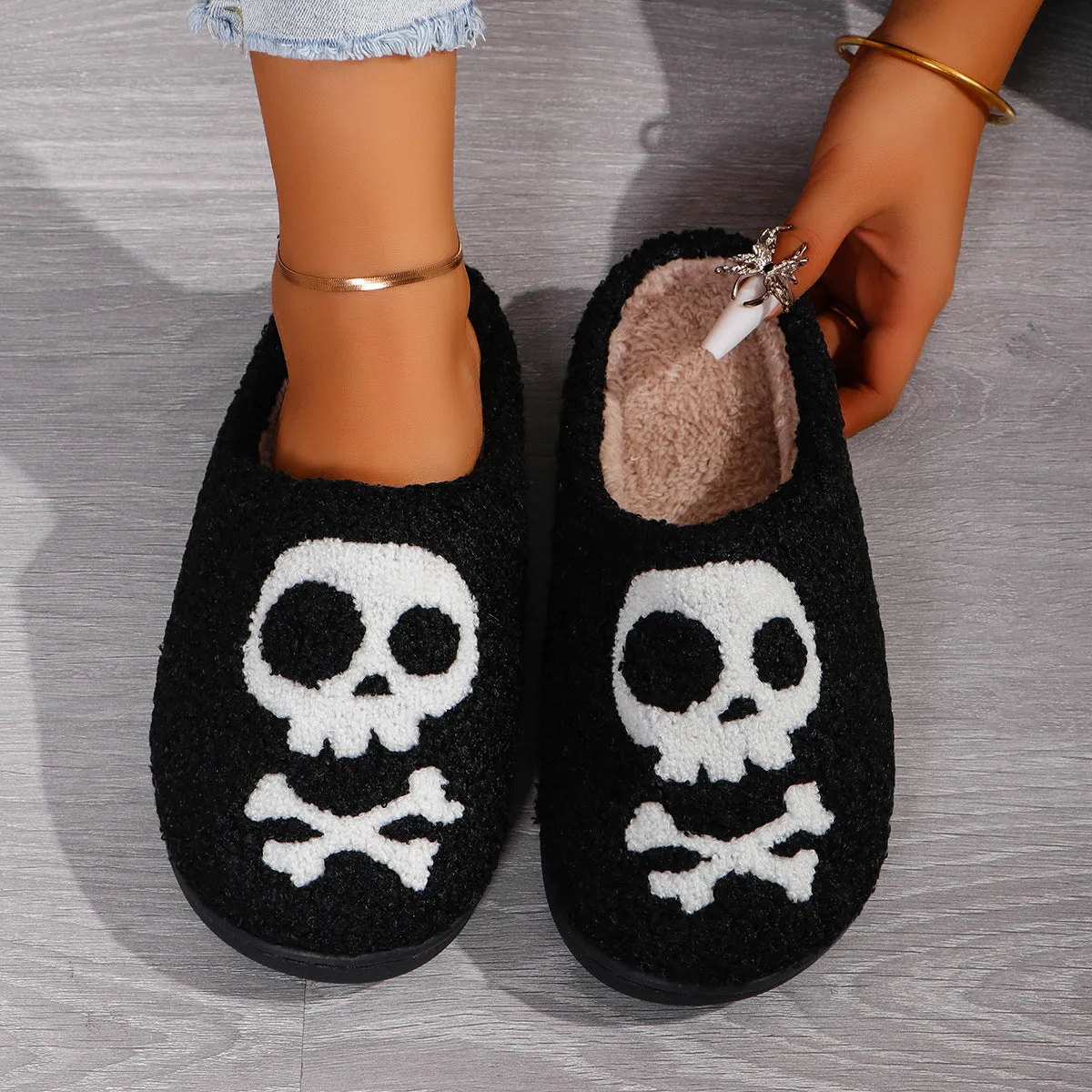 Halloween Comfortable Home Skull Cotton Slippers