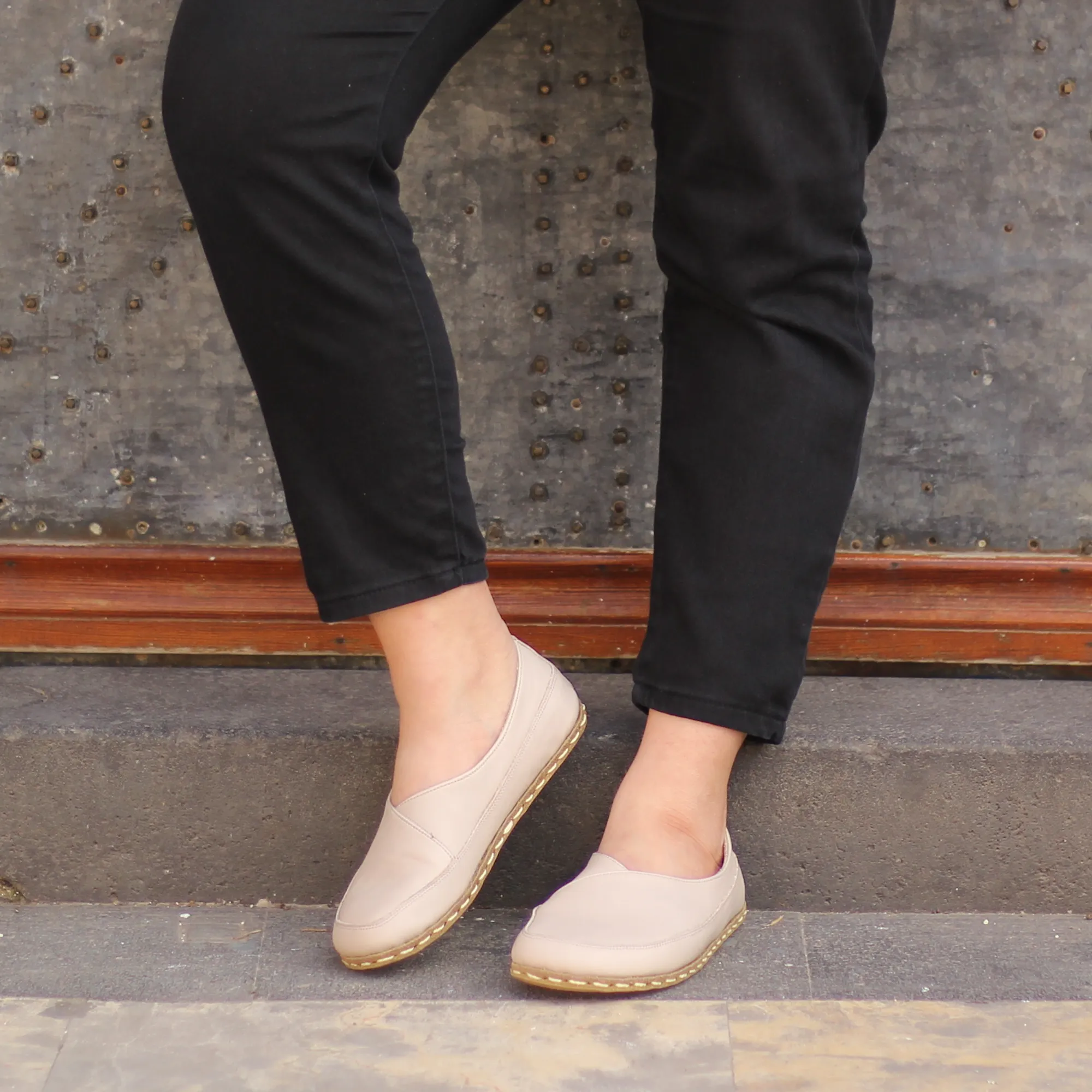 Handmade Barefoot Loafers for Women Cream