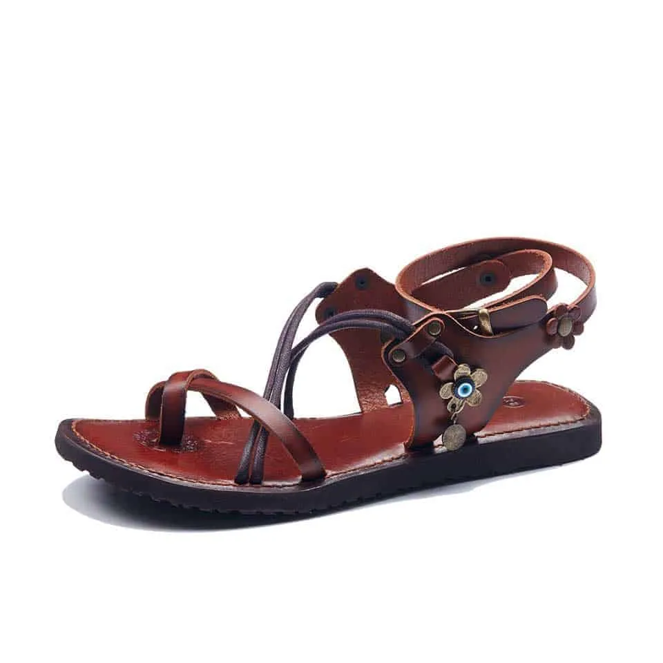 Handmade Leather Ankle Wrap Womens Sandals