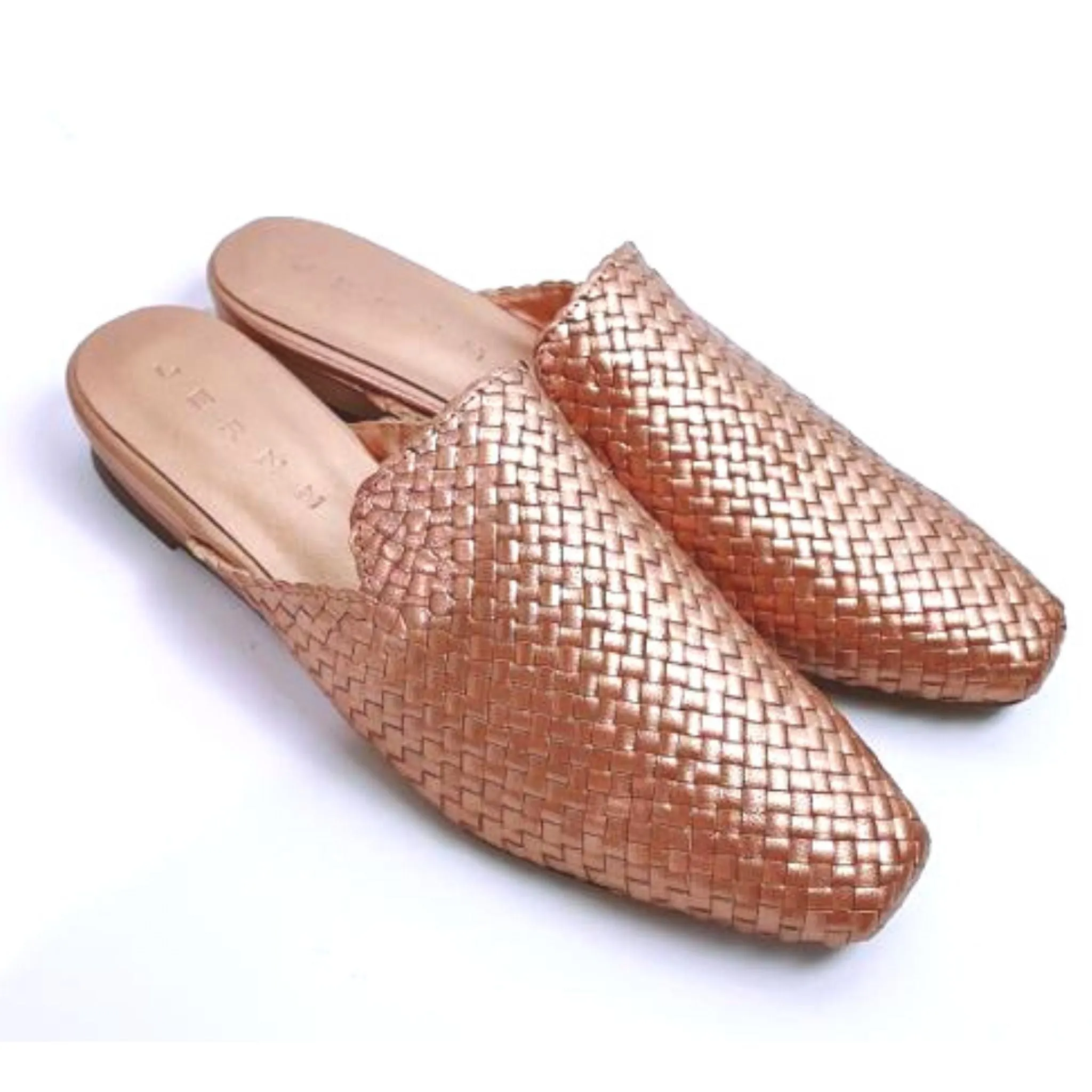 Handwoven leather flat mules - 4013019