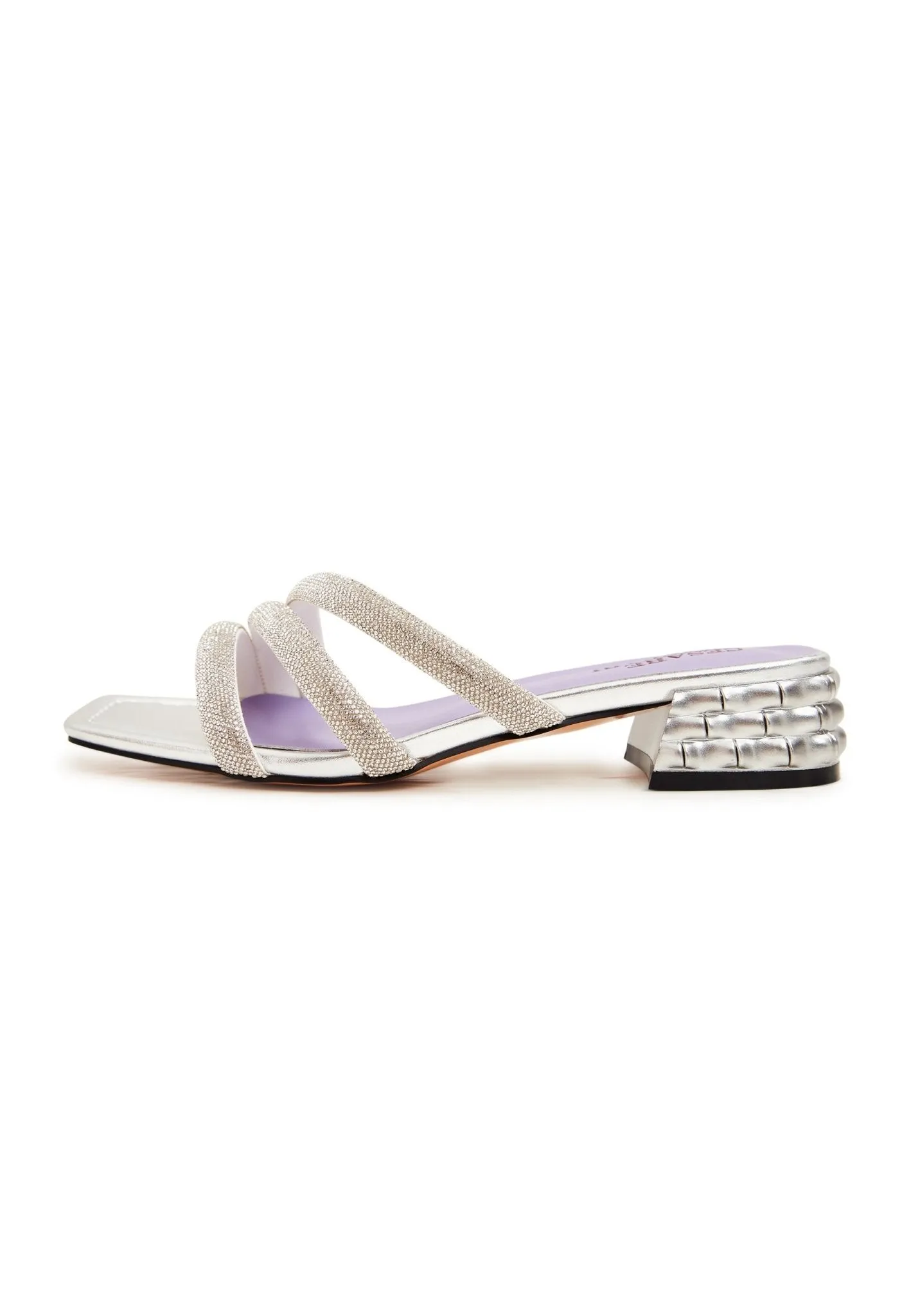 Heeled Mules - Silver