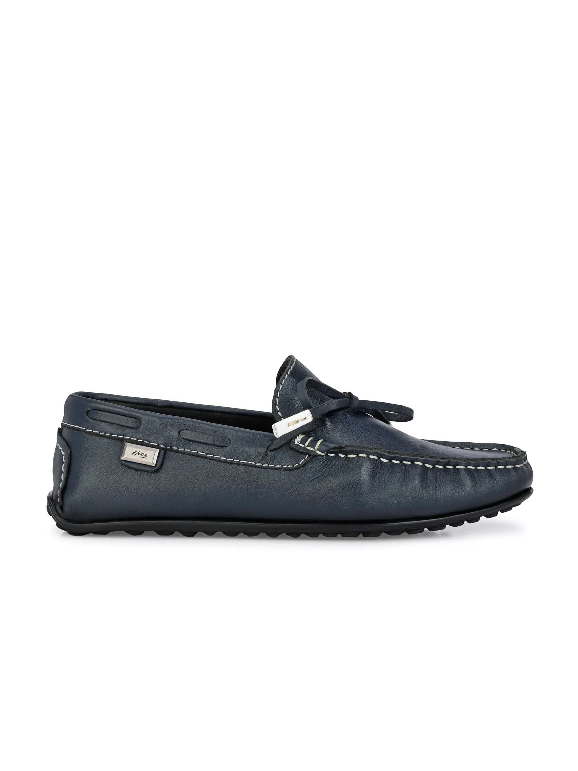 Hitz Men's Blue Leather Slip-On Loafers Shoes