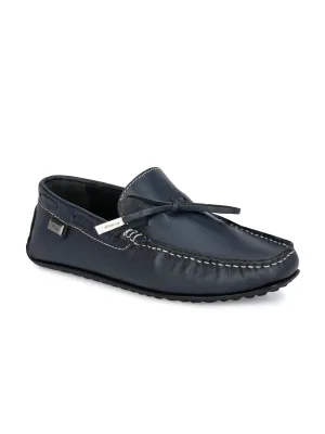 Hitz Men's Blue Leather Slip-On Loafers Shoes