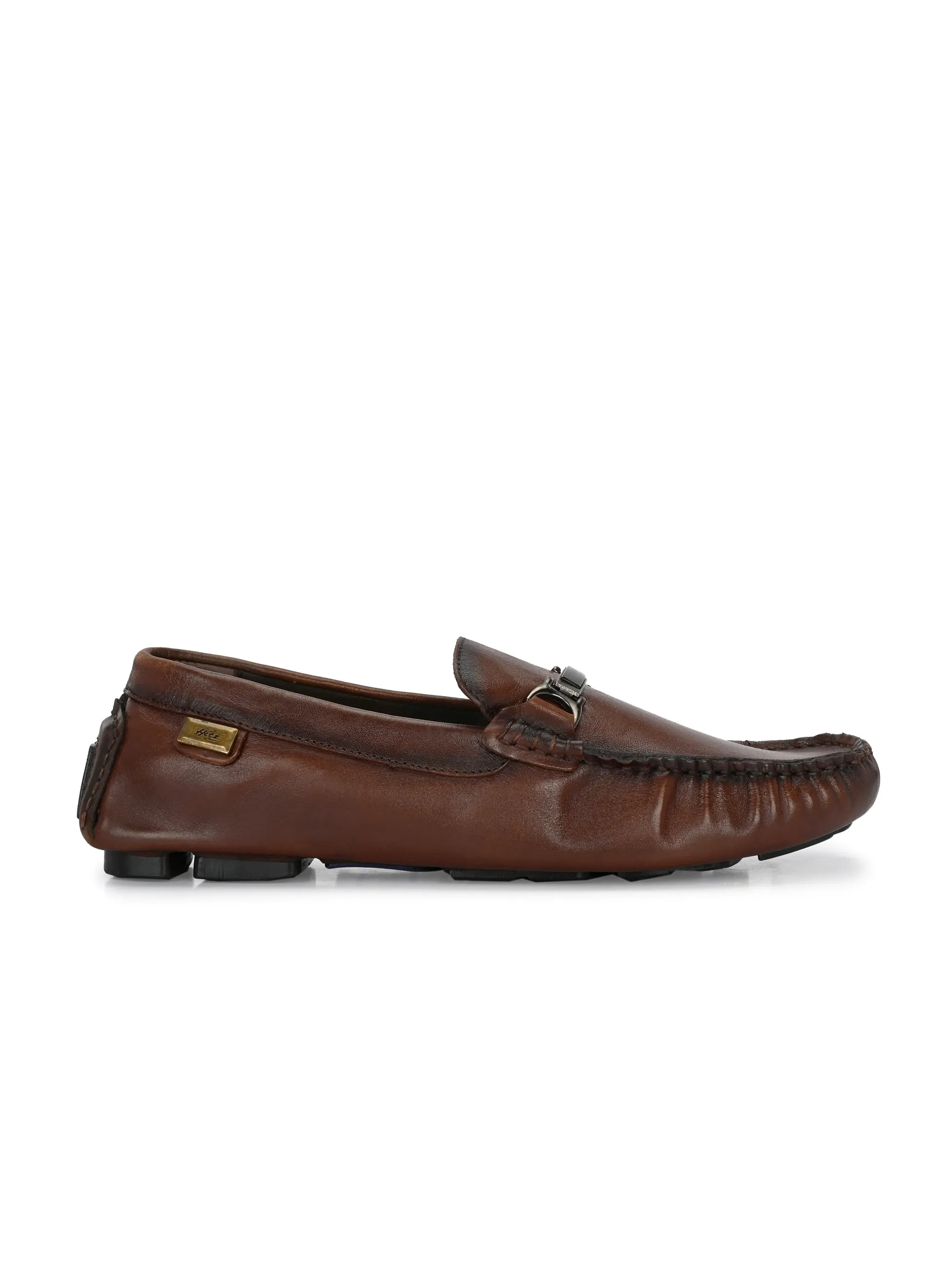 Hitz Men's Brown Leather Casual loafers